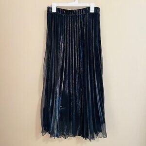 Mango Shimmery Black Pleated Maxi Skirt